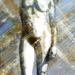 Blue Reflections Nude, figure, Fusionnée, fusion, fusionnee, image, photo, art, painted, color, woman, girl, female, blended, merged, acrylic, watercolor, digital, artwork, colorful, figures, people, person, abstract, fine art, prints, editions, contemporary, naked, modern, expressionism, expressive, realism