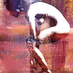 Crouching 900 Nude, figure, Fusionnée, fusion, fusionnee, image, photo, art, painted, color, woman, girl, female, blended, merged, acrylic, watercolor, digital, artwork, colorful, figures, people, person, abstract, fine art, prints, editions, contemporary, naked, modern, expressionism, expressive, realism